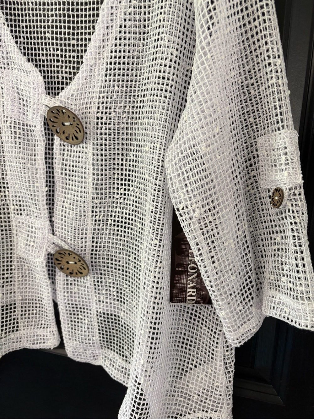 NWT Nina Leonard White Open-Weave Mesh Overlay Top - Picture 2 of 9